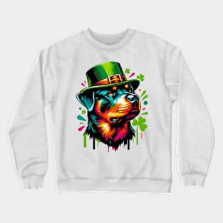 Rottweiler Celebrates Saint Patrick's Day in Style Crewneck Sweatshirt